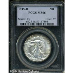 1945-D 50C MS66 PCGS. The design elements are well 1945-D 50C MS66 PCGS.