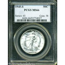 1945-S 50C MS66 PCGS. A stone-white and lustrous p 1945-S 50C MS66 PCGS.