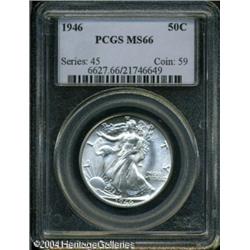1946 50C MS66 PCGS. White surfaces are awash in lu 1946 50C MS66 PCGS.