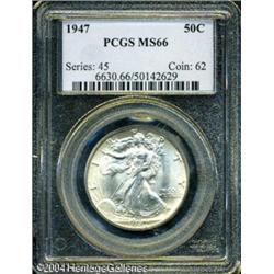 1947 50C MS66 PCGS. Bright, lustrous surfaces are 1947 50C MS66 PCGS.