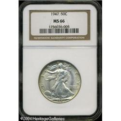 1947 50C MS66 NGC. Well struck, with touches of li 1947 50C MS66 NGC.