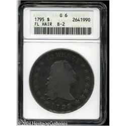 1795 S$1 Flowing Hair, Two Leaves Good 6 ANACS. B- 1795 S$1 Flowing Hair, Two Leaves Good 6 ANACS.