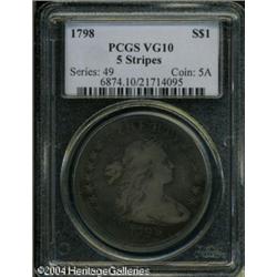 1798 S$1 Large Eagle, 10 Arrows VG10 PCGS. BB-96, 1798 S$1 Large Eagle, 10 Arrows VG10 PCGS.