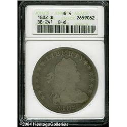 1802 S$1 Narrow Date Good 4 ANACS. B-6, BB-241. A 1802 S$1 Narrow Date Good 4 ANACS.