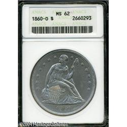 1860-O S$1 MS62 ANACS. Well struck, save for minor 1860-O S$1 MS62 ANACS.