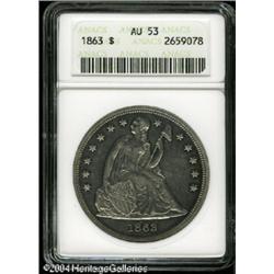 1863 S$1 AU53 ANACS. A sharply struck Civil War Do 1863 S$1 AU53 ANACS.