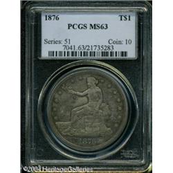 1876 T$1 MS63 PCGS. Type One Obverse, Type Two Rev 1876 T$1 MS63 PCGS.