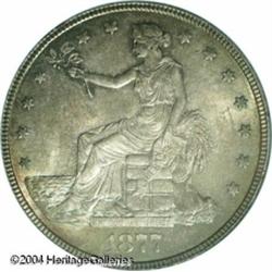 1877 T$1 MS64 PCGS. Satiny and wholly original, be 1877 T$1 MS64 PCGS.