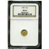 Image 1 : 1851 G$1 MS62 NGC. Only the faintest luster grazes 1851 G$1 MS62 NGC.
