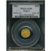 1854 G$1 Type Two AU55 PCGS. Pumpkin-orange patina 1854 G$1 Type Two AU55 PCGS.