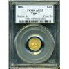 1854 G$1 Type Two AU55 PCGS. Straw-gold patina wit 1854 G$1 Type Two AU55 PCGS.