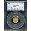 Image 3 : 1854 G$1 Type Two MS62 PCGS. A fully lustrous exam 1854 G$1 Type Two MS62 PCGS.