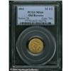 Image 1 : 1861 $2 1/2 Old Reverse, Type One MS66 PCGS. While 1861 $2 1/2 Old Reverse, Type One MS66 PCGS.