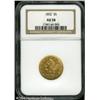 1852 $5 AU58 NGC. A sharply struck, lightly marked 1852 $5 AU58 NGC.