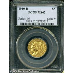 1910-D $5 MS62 PCGS. Hints of lilac color visit th 1910-D $5 MS62 PCGS.