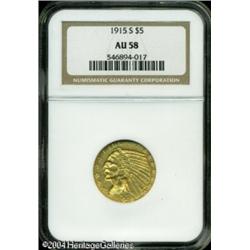 1915-S $5 AU58 NGC. Typically struck with a trace 1915-S $5 AU58 NGC.