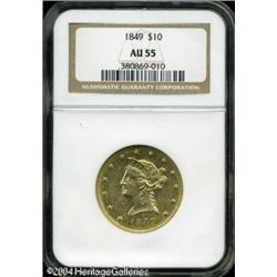 1849 $10 AU55 NGC. Breen 6888. Breen believed this 1849 $10 AU55 NGC.
