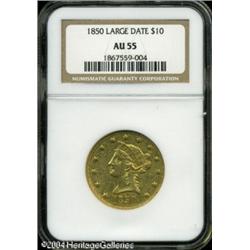 1850 $10 Large Date AU55 NGC. Bright yellow-gold p 1850 $10 Large Date AU55 NGC.