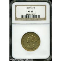 1870 $10 XF45 NGC. A scarce, very low mintage date 1870 $10 XF45 NGC.