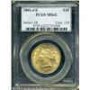 1891-CC $10 MS62 PCGS. Breen-7035, Double Punched 1891-CC $10 MS62 PCGS.