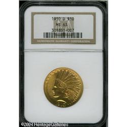1910-D $10 MS63 NGC. A lustrous and unmarked repre 1910-D $10 MS63 NGC.