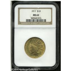 1911 $10 MS62 NGC. Well struck, with bright yellow 1911 $10 MS62 NGC.