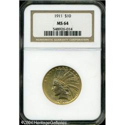 1911 $10 MS64 NGC. Bright apricot-gold patina visi 1911 $10 MS64 NGC.