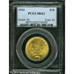 1913 $10 MS62 PCGS. Well struck with unusually bri 1913 $10 MS62 PCGS.