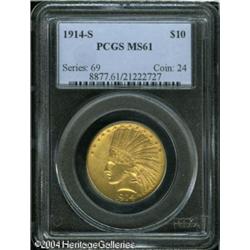 1914-S $10 MS61 PCGS. An attractive representative 1914-S $10 MS61 PCGS.