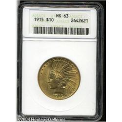 1915 $10 MS63 ANACS. A lustrous and lightly marked 1915 $10 MS63 ANACS.
