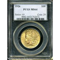 1926 $10 MS64 PCGS. A well struck representative t 1926 $10 MS64 PCGS.
