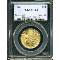 1932 $10 MS64 PCGS. Bright lustrous surfaces that 1932 $10 MS64 PCGS.