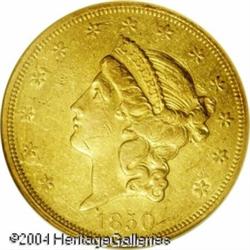 1850 $20 AU50 NGC. An original coin with light gre 1850 $20 AU50 NGC.