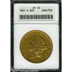 1861-S $20 XF40 ANACS. The design elements show ni 1861-S $20 XF40 ANACS.