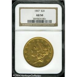 1867 $20 AU50 NGC. A slightly scarcer Type Two Dou 1867 $20 AU50 NGC.