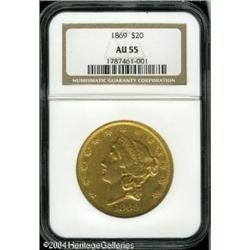 1869 $20 AU55 NGC. Moderately worn with bright lus 1869 $20 AU55 NGC.