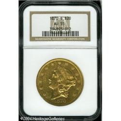 1870-S $20 AU55 NGC. Well struck and still fully d 1870-S $20 AU55 NGC.
