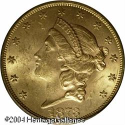 1873 $20 Open 3 MS62 PCGS. A smooth and creamy exa 1873 $20 Open 3 MS62 PCGS.