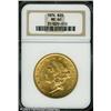 Image 1 : 1874 $20 MS60 NGC. Bright yellow-gold surfaces are 1874 $20 MS60 NGC.