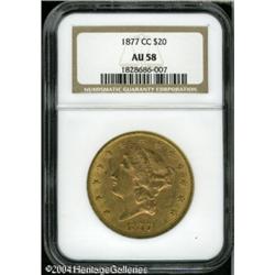 1877-CC $20 AU58 NGC. Mostly brilliant with deep g 1877-CC $20 AU58 NGC.