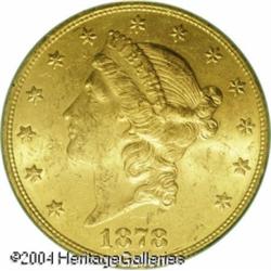 1878-S $20 MS62 PCGS. This appealing S-mint Doubl 1878-S $20 MS62 PCGS.