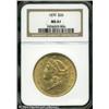 Image 1 : 1879 $20 MS61 NGC. Honey-gold surfaces display sha 1879 $20 MS61 NGC.
