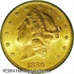 1880-S $20 MS62 PCGS. A scarce Type Three Twenty t 1880-S $20 MS62 PCGS.