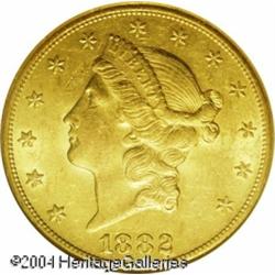 1882-CC $20 AU58 NGC. A boldly defined near-Mint C 1882-CC $20 AU58 NGC.
