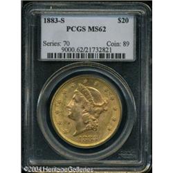 1883-S $20 MS62 PCGS. Pale olive-green margins fra 1883-S $20 MS62 PCGS.