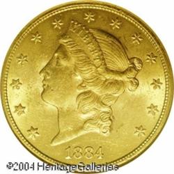 1884-CC $20 MS61 NGC. Peppered with small, but num 1884-CC $20 MS61 NGC.