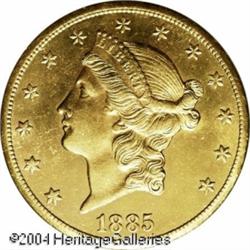 1885-CC $20 MS60 Lightly Cleaned Uncertified. A sc 1885-CC $20 MS60 Lightly Cleaned Uncertified.