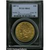 1887-S $20 MS61 PCGS. A greenish-gold representati 1887-S $20 MS61 PCGS.