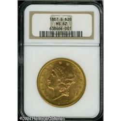 1887-S $20 MS62 NGC. Nicely struck, including shar 1887-S $20 MS62 NGC.