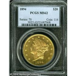 1894 $20 MS62 PCGS. A radiant honey-gold piece tha 1894 $20 MS62 PCGS.